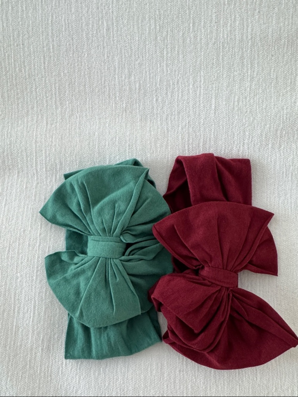 Ruffle Butts Mint Green and Red Bow Headbands